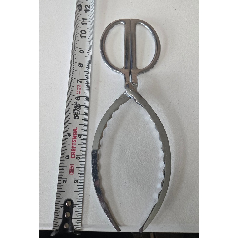 Vintage Stainless Steel Roast Tongs Meat Lifter Poultry Ham Serving Kitchen Tool